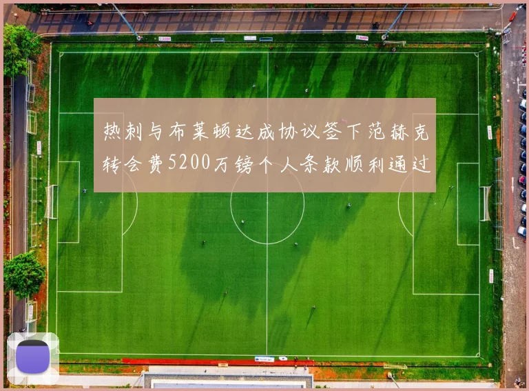 热刺与布莱顿达成协议签下范赫克转会费5200万镑个人条款顺利通过